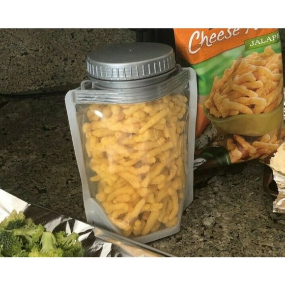 2 x Reusable Portable Beverage Snack Storage Jar Pouches Camping Space Saving - Picture 11 of 11